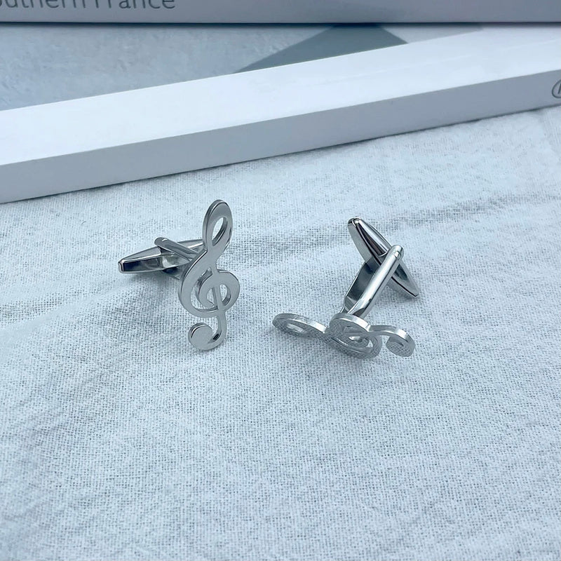 Treble Clef Cufflinks for Mens Stainless Steel Wedding Jewelry