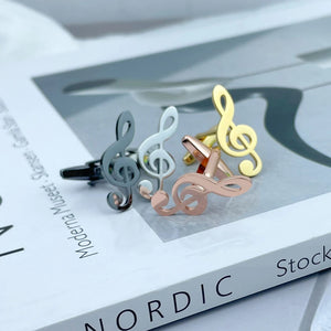 Treble Clef Cufflinks for Mens Stainless Steel Wedding Jewelry