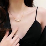 Shefuny 925 Silver 5 Pearl Pendant Chain Necklace
