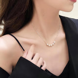 Shefuny 925 Silver 5 Pearl Pendant Chain Necklace