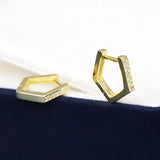Shefuny 925 Silver Pentagon Hoop Earrings Irregular Circle Earrings