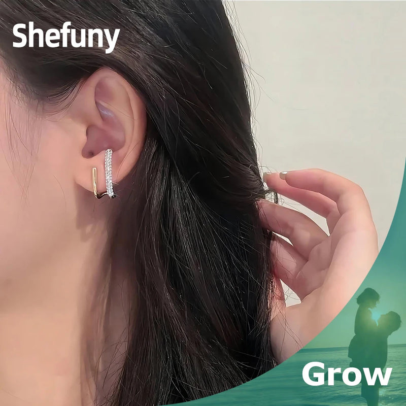 Shefuny 925 Silver CZ Stud Earrings Women's Birthday Jewelry