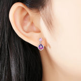 Shefuny 925 Silver Irregular Stud Earrings With Zirconia Fine Jewelry
