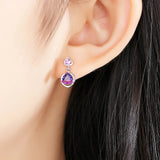 Shefuny 925 Silver Irregular Stud Earrings With Zirconia Fine Jewelry