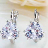 Shefuny 925 Silver Love Stud Earrings Red Heart for Women