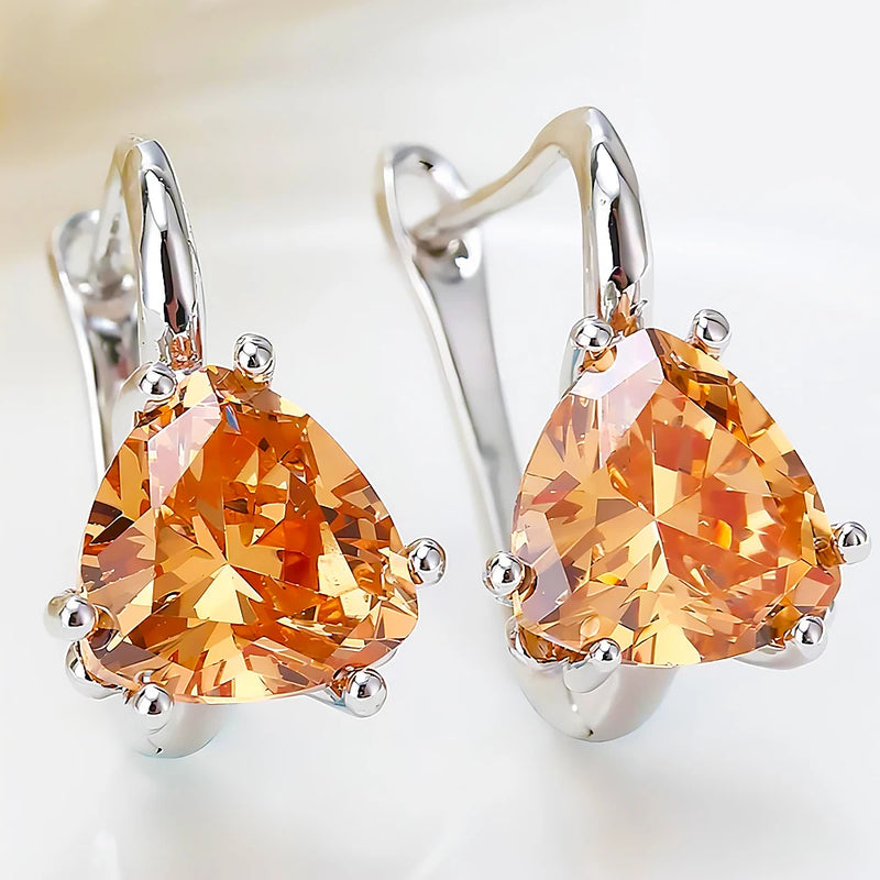 Shefuny 925 Silver Love Stud Earrings Red Heart for Women