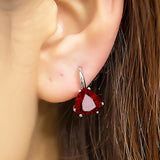 Shefuny 925 Silver Love Stud Earrings Red Heart for Women