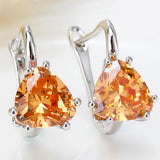 Shefuny 925 Silver Love Stud Earrings Red Heart for Women