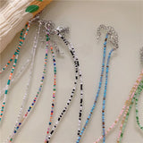 Boho Rainbow Colorful Beads Chokers Necklace for Women Girls