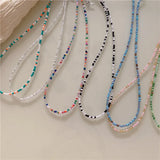 Boho Rainbow Colorful Beads Chokers Necklace for Women Girls
