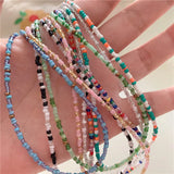 Boho Rainbow Colorful Beads Chokers Necklace for Women Girls