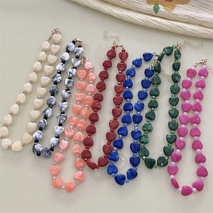 Ethnic Style Heart-Shaped Acrylic Clavicle Chain Necklace for Women