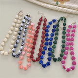 Ethnic Style Heart-Shaped Acrylic Clavicle Chain Necklace for Women