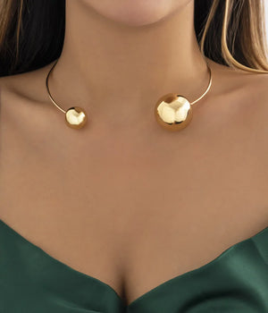 Minimalist Ball Shaped Chokers Metallic Necklace for Women