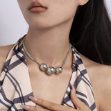 Minimalist Metal Beaded Necklace for Women
