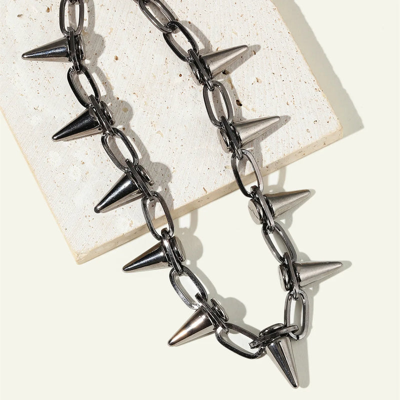 Punk Rivet Necklace Bracelet for Women Nightclub Style