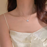 Shell Flower 925 Sterling Silver Necklace Zircon Chain Fine Jewelry