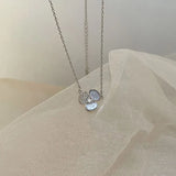 Shell Flower 925 Sterling Silver Necklace Zircon Chain Fine Jewelry