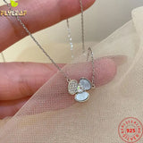 Shell Flower 925 Sterling Silver Necklace Zircon Chain Fine Jewelry