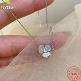 Shell Flower 925 Sterling Silver Necklace Zircon Chain Fine Jewelry