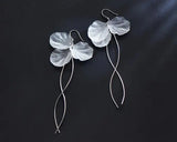Sterling Silver Shell Flower Waterwave Tassel Earrings