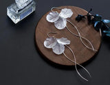 Sterling Silver Shell Flower Waterwave Tassel Earrings