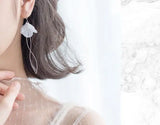 Sterling Silver Shell Flower Waterwave Tassel Earrings