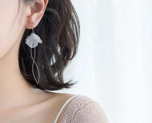 Sterling Silver Shell Flower Waterwave Tassel Earrings