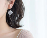 Sterling Silver Shell Flower Waterwave Tassel Earrings