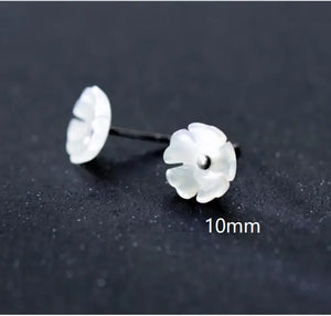 925 Silver Shell Flower Stud Earrings for Women
