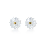925 Silver Shell Flower Stud Earrings for Women