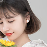 925 Silver Shell Flower Stud Earrings for Women