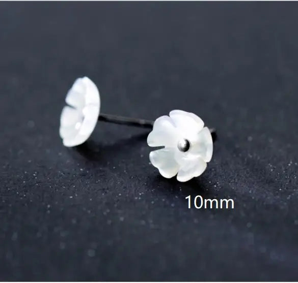 925 Silver Shell Flower Stud Earrings for Women