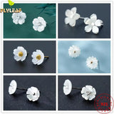 925 Silver Shell Flower Stud Earrings for Women