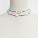 Shell Initial Letter Choker Rice Beads Necklace Women Star Embellishment