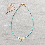 Shell Initial Letter Choker Rice Beads Necklace Women Star Embellishment