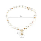 Shell Letter Alphabet Charm Pearl Bracelets Baroque Pearl Beaded Strand