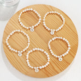 Shell Letter Alphabet Charm Pearl Bracelets Baroque Pearl Beaded Strand