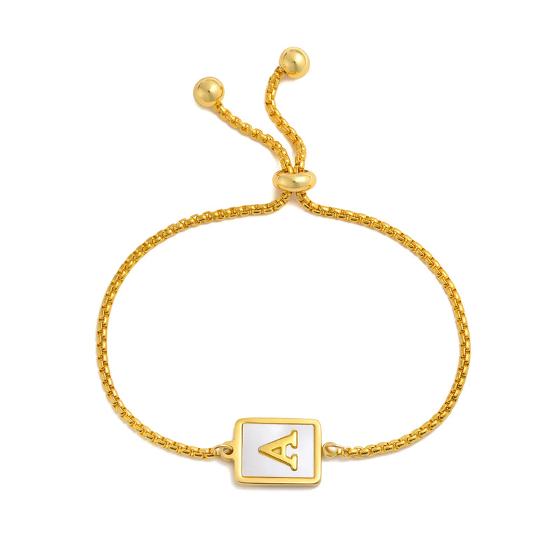 Shell Letter Bracelet, Initial Charm Bracelet for Women