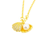 Shell Pearl 14k Yellow Plated Necklace for Women
