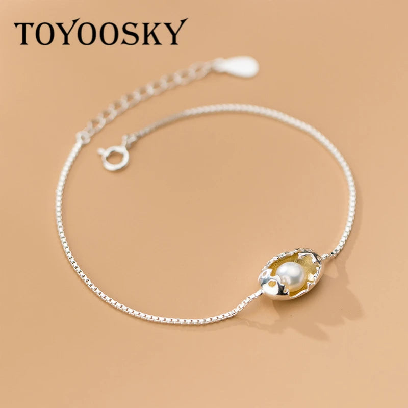 Shell Pearl Eggshell Bracelet Bangle 925 Sterling Silver Jewellry