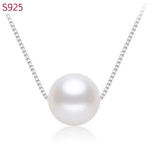 Shell Pearl 925 Sterling Silver Pendant Necklace Vintage Short Chain