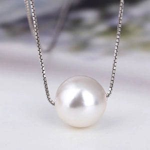 Shell Pearl 925 Sterling Silver Pendant Necklace Vintage Short Chain