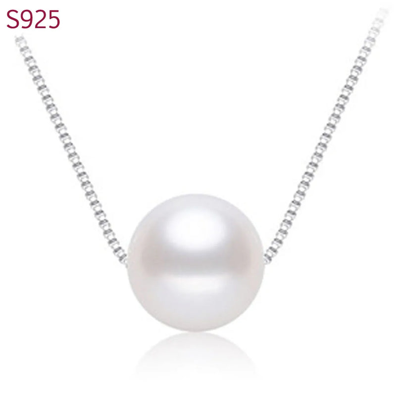Shell Pearl 925 Sterling Silver Pendant Necklace Vintage Short Chain