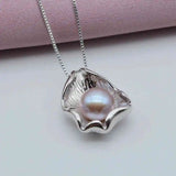 Shell Pearl Pendant Necklace Natural Freshwater Pearl Silver Pendant Shell