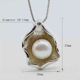 Shell Pearl Pendant Necklace Natural Freshwater Pearl Silver Pendant Shell