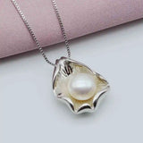 Shell Pearl Pendant Necklace Natural Freshwater Pearl Silver Pendant Shell