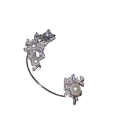 Snowflake Shell Pearl Ear Clip Earring CZ Crystal Climber No Hole Earring
