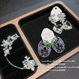 Snowflake Shell Pearl Ear Clip Earring CZ Crystal Climber No Hole Earring