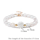 Shell Rose Flower Bracelet Freshwater Pearl Beads Bracelet for Women